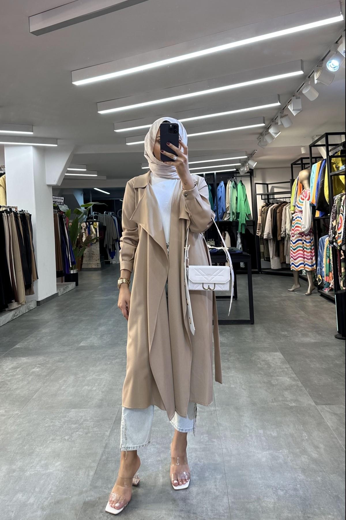 Beige trench coat