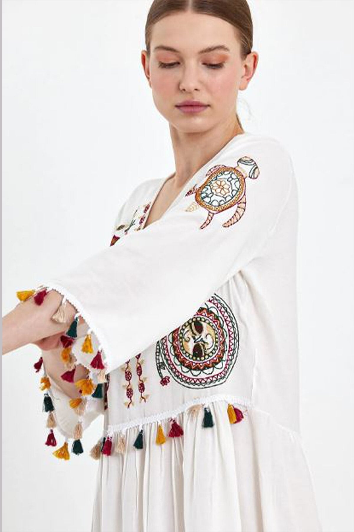 Embroidery and Tassel Detailed Ethnic Authentic Dress