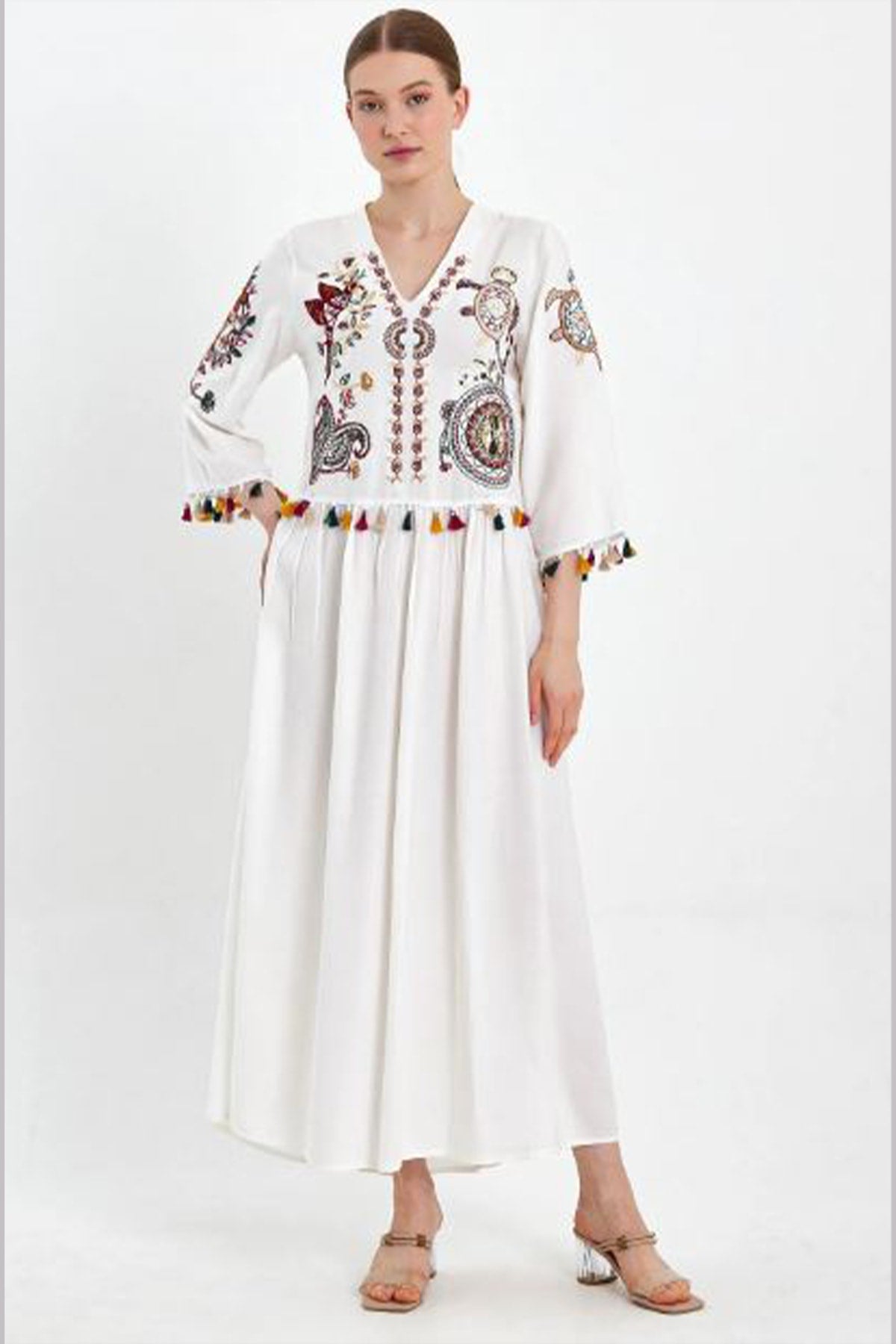 Embroidery and Tassel Detailed Ethnic Authentic Dress