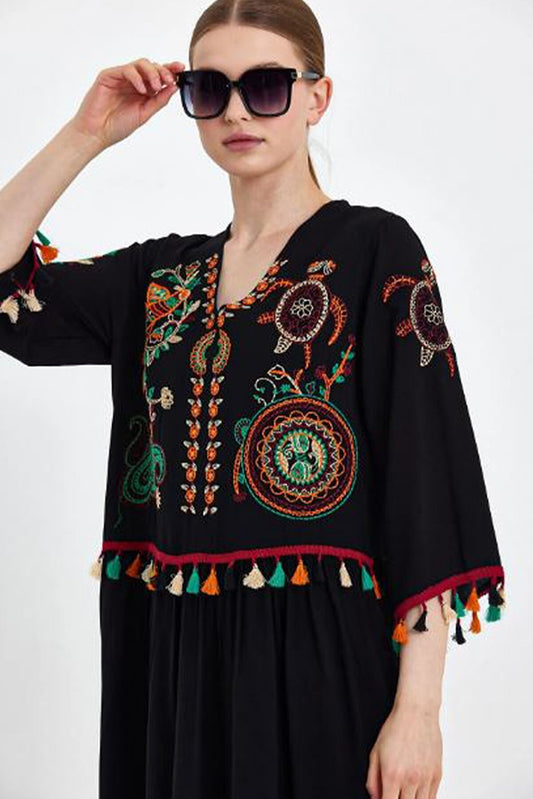 Embroidery and Tassel Detailed Ethnic Authentic Dress