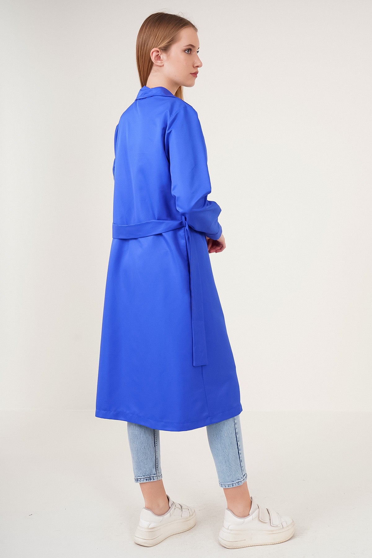 blue Casual trench coat made in turkiye