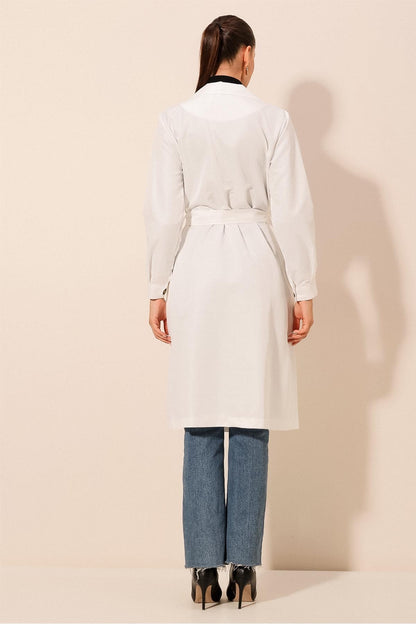 White Casual trench coat made in turkiye