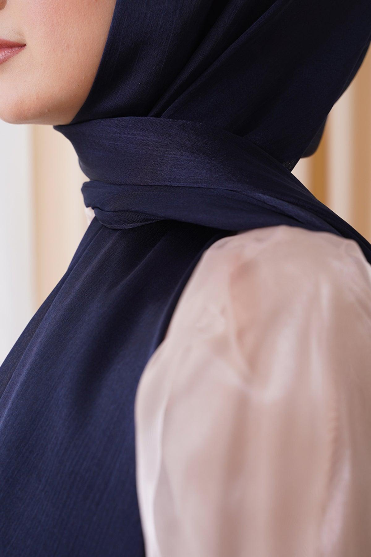 Dark blue Chiffon 75X185 Head scarf - Hijabi Mood