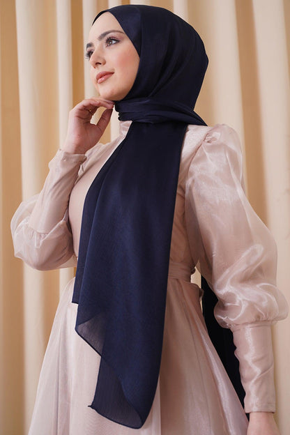 Dark blue Chiffon 75X185 Head scarf - Hijabi Mood