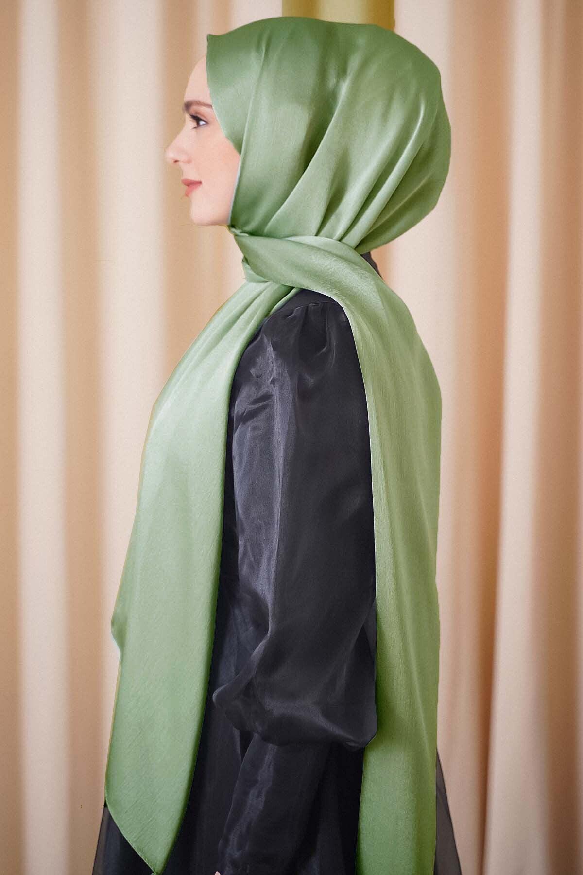 Kight green Chiffon 75X185 Head scarf - Hijabi Mood