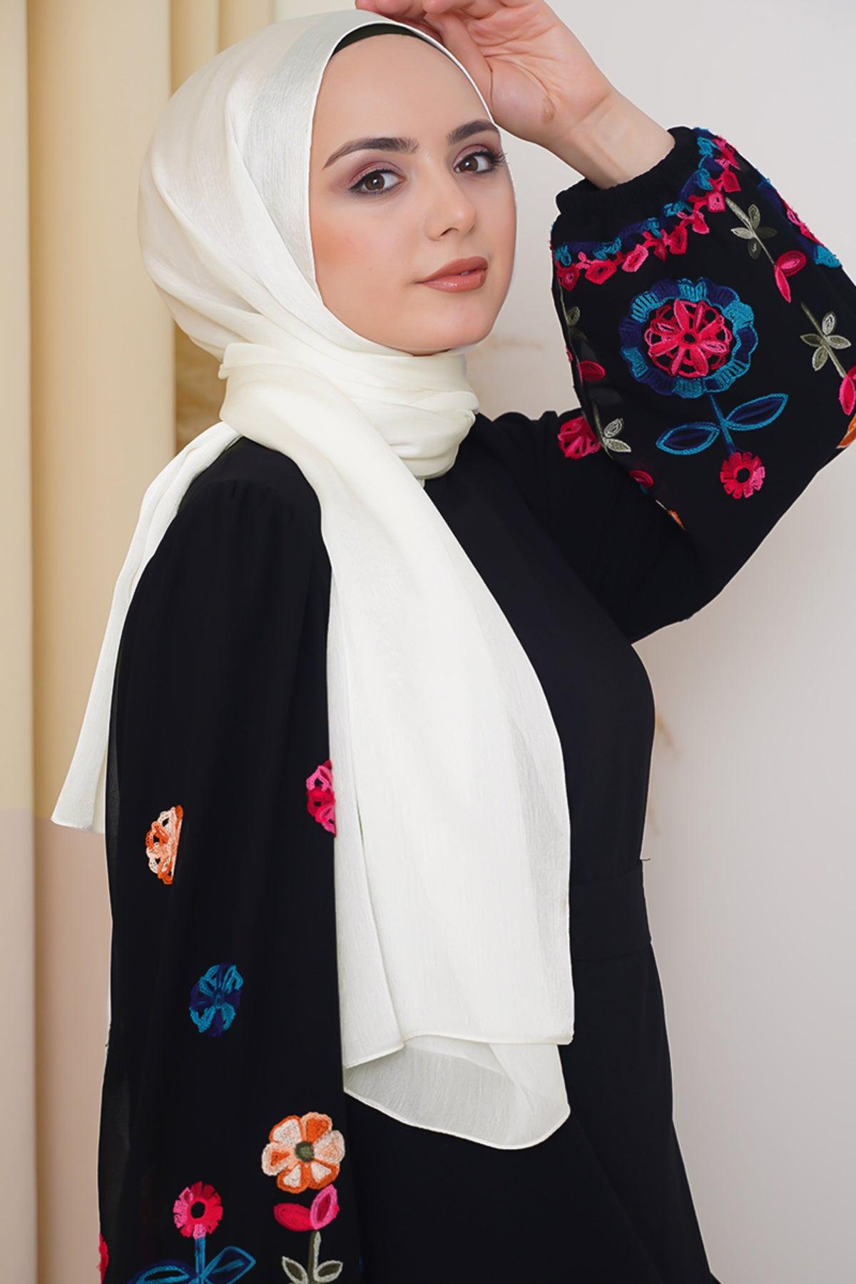 white Chiffon 75X185 Head scarf - Hijabi Mood