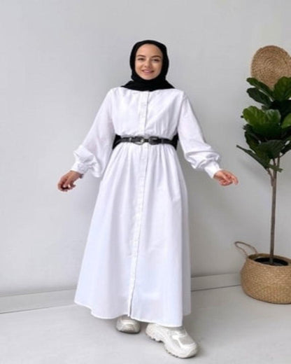 Hijab Islamic modest Cuffed Shirt Dress - Hijabi Mood