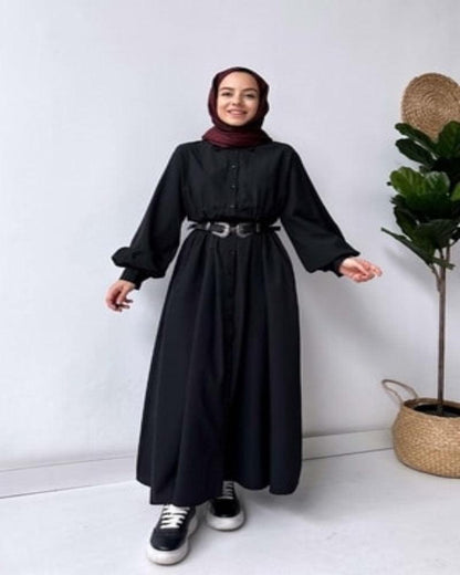 Hijab Islamic modest Cuffed Shirt Dress - Hijabi Mood