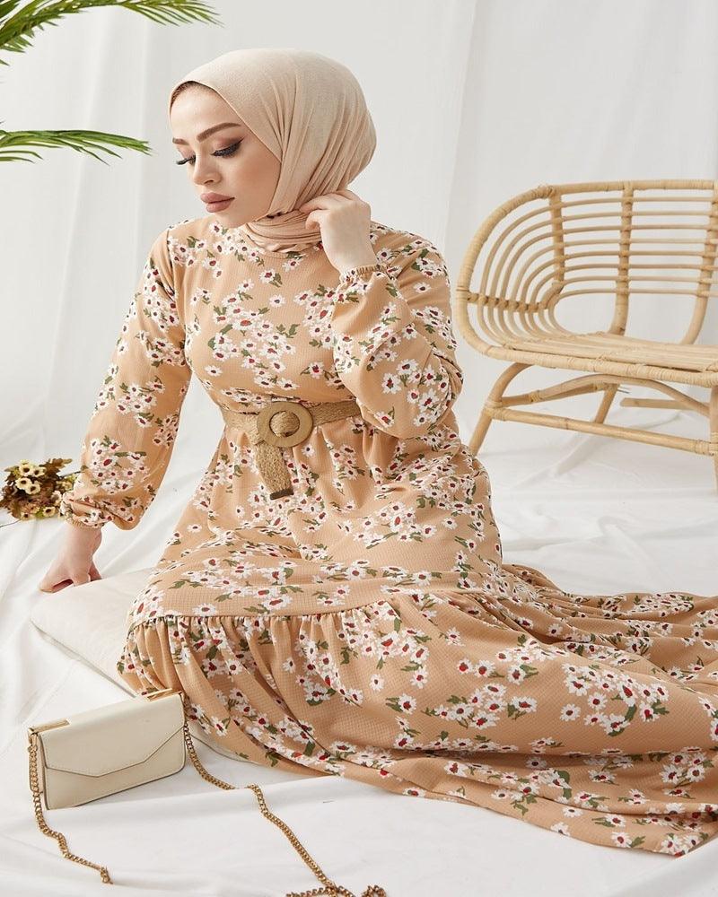 Hijab Modest Straw Belt Muslim Dress - Hijabi Mood