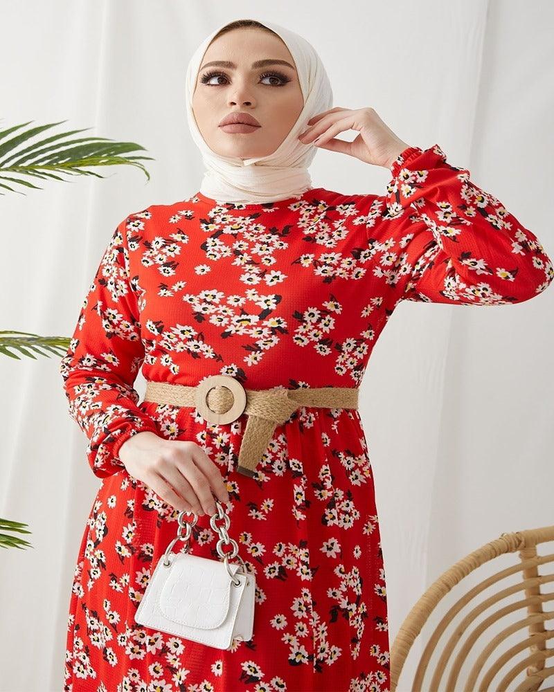 Hijab Modest Straw Belt Muslim Dress - Hijabi Mood