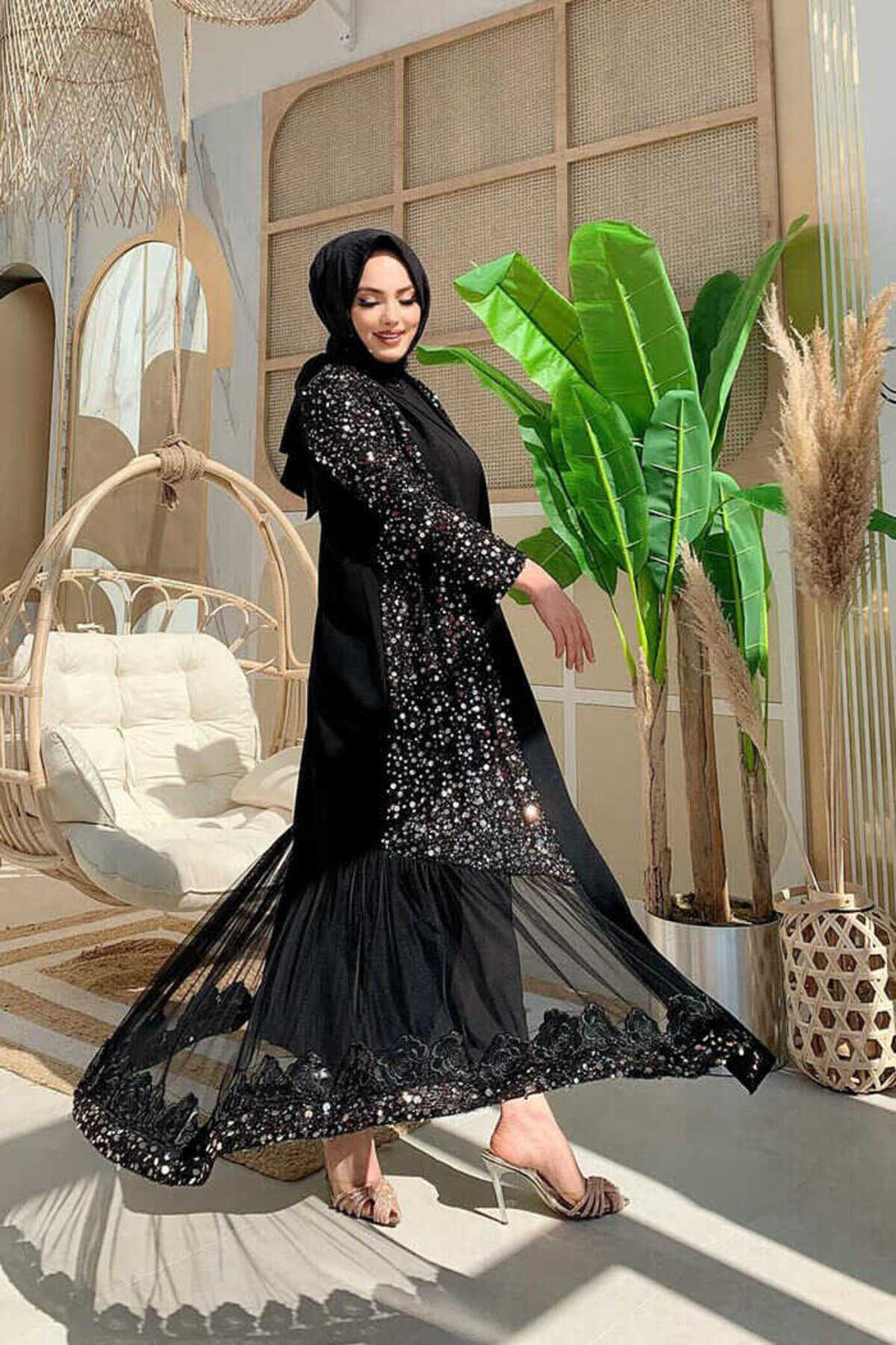 Modest evening black Dress - Hijabi Mood