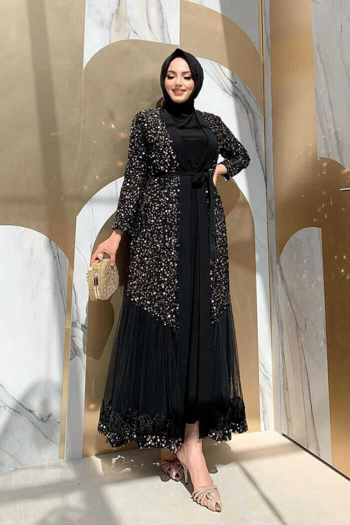 Modest evening black Dress - Hijabi Mood