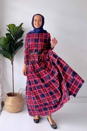 Plaid Patterned Button Front Dress - Hijabi Mood