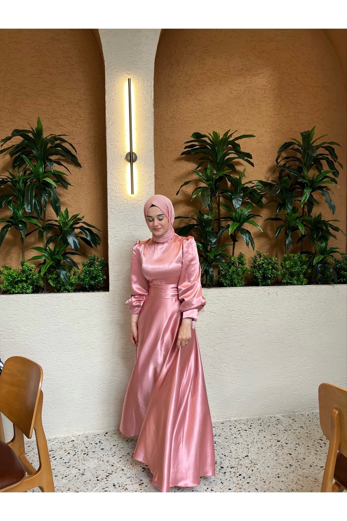 satin Modest evening Dress - Hijabi Mood