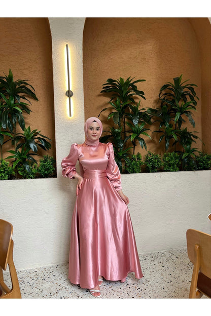 satin Modest evening Dress - Hijabi Mood