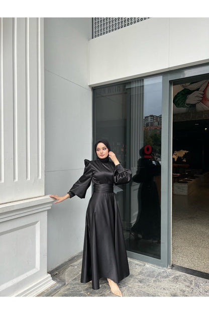 satin Modest evening Dress - Hijabi Mood