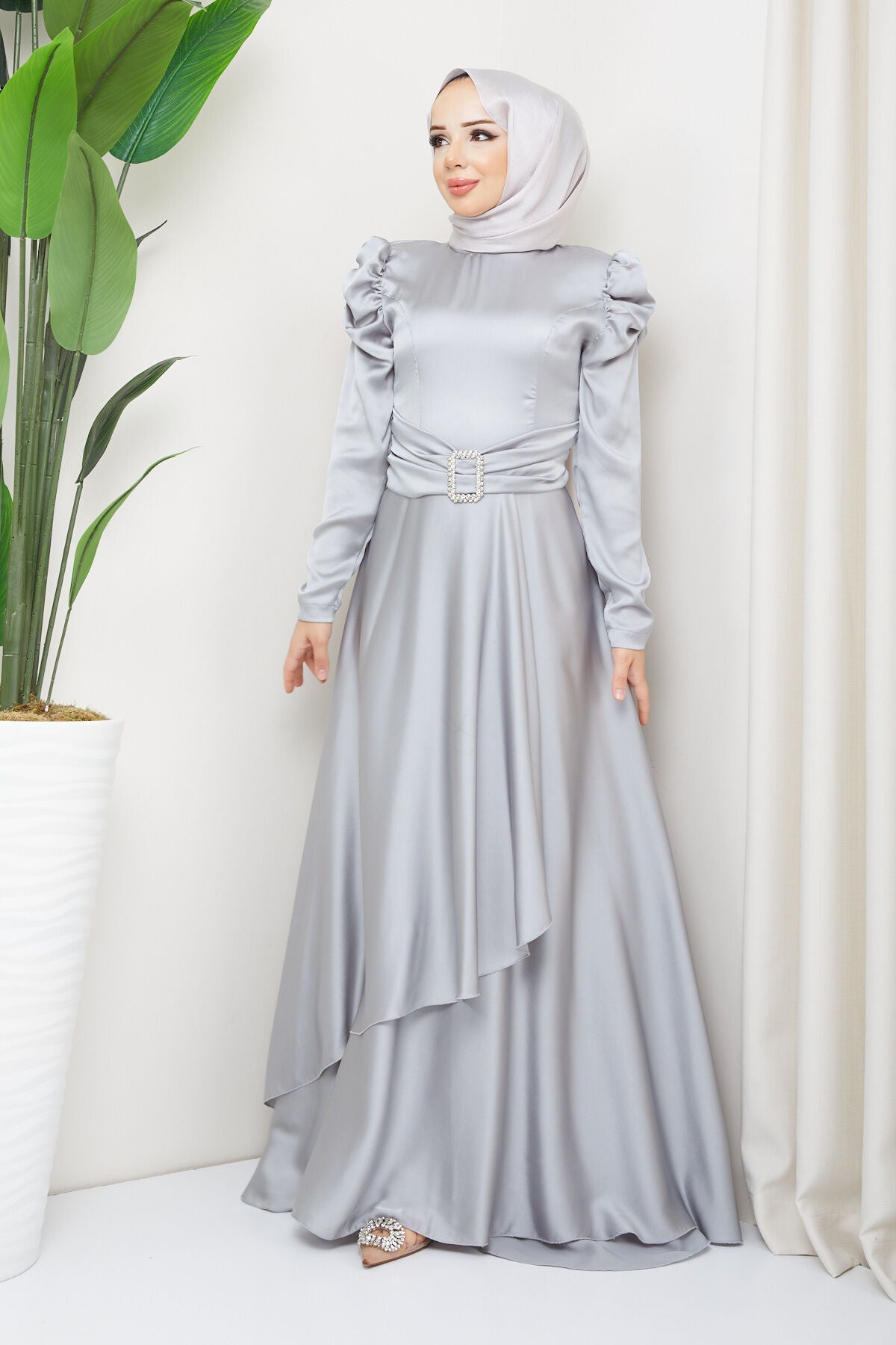 satin Modest occasion Dress - Hijabi Mood