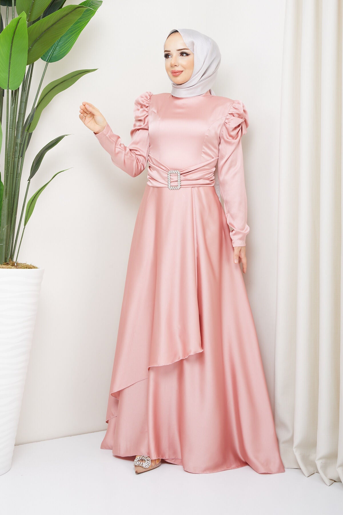 satin Modest occasion Dress - Hijabi Mood